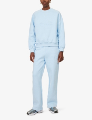 The Couture Club Womens Powder Blue Raised Emblem Round-neck Cotton-jersey Sweatshirt In Blue