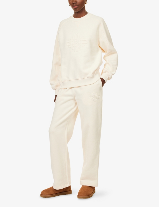 Raised Emblem Wide-Leg Cotton-Jersey Jogging Bottoms