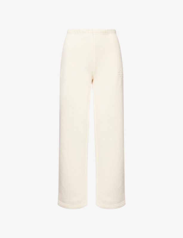 Raised Emblem Wide-Leg Cotton-Jersey Jogging Bottoms