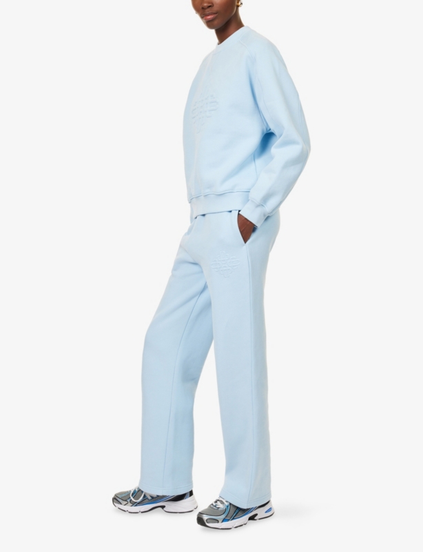 Raised Emblem Wide-Leg Cotton-Jersey Jogging Bottoms