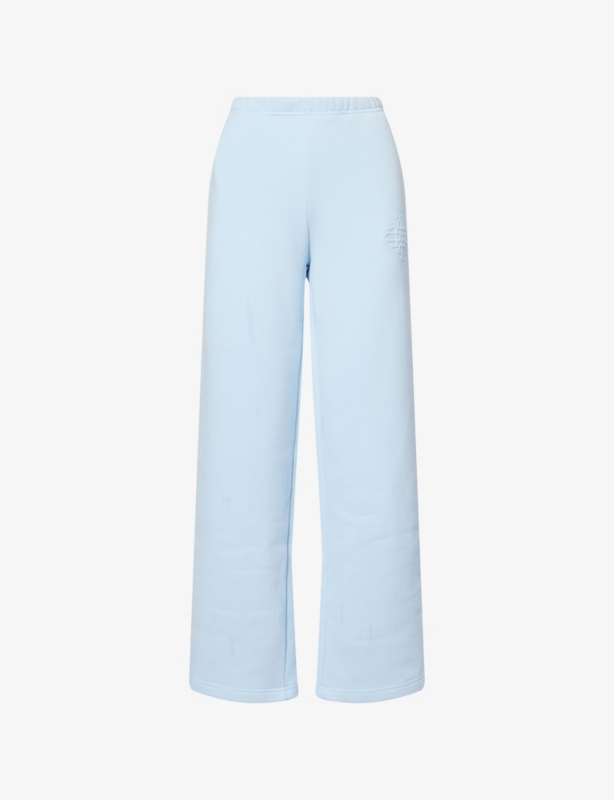 Raised Emblem Wide-Leg Cotton-Jersey Jogging Bottoms