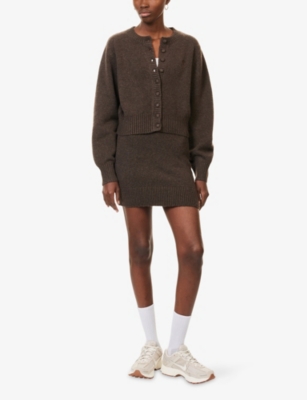 THE COUTURE CLUB: Emblem Embroidered Cropped Knitted Cardigan