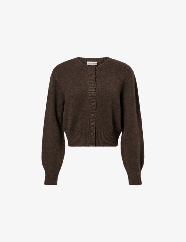 Emblem Embroidered Cropped Knitted Cardigan