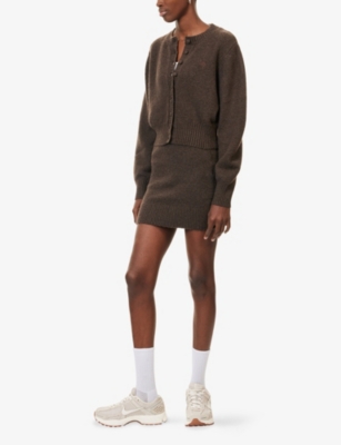 The Couture Club Womens  Emblem Embroidered Knitted Mini Skirt In Brown