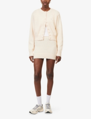 THE COUTURE CLUB: Emblem Embroidered Knitted Mini Skirt