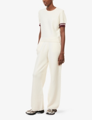 The Couture Club Womens  Contrast-stripe Straight-leg Knitted Jogging Bottoms In White