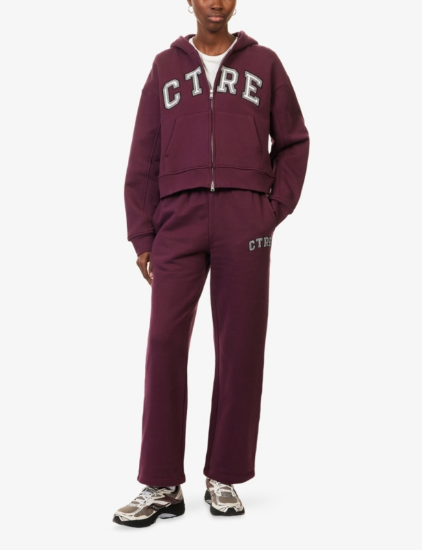 Logo-Patch Zip-Up Cotton Hoody