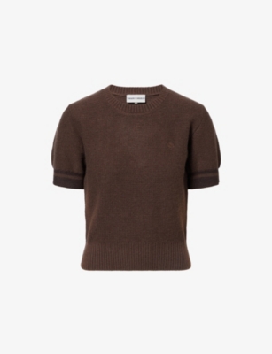 THE COUTURE CLUB: Contrast Stripe Short-Sleeve Knitted Top