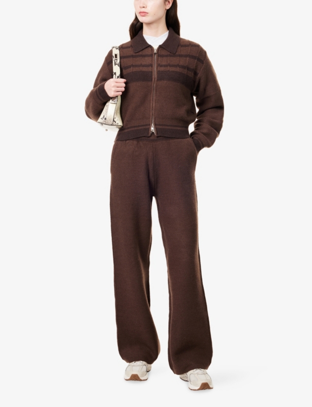 Contrast-Stripe Straight-Leg Knitted Jogging Bottoms