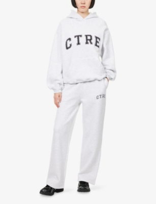 The Couture Club Womens Grey Ctre Relaxed-fit Cotton-blend Hoodie In White