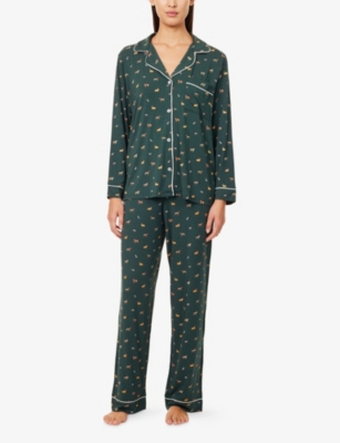 Eberjey Gisele Printed Long Pajamas In Green