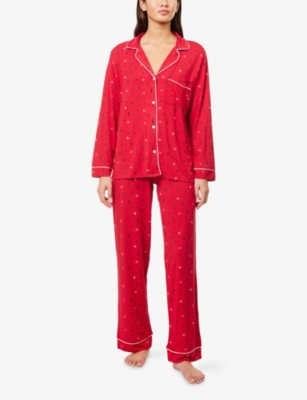 Eberjey Womens Nutcrack Holly Red/ivory Gisele Printed Stretch-woven Pyjama Set In Red