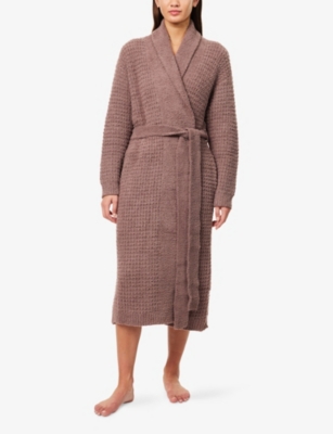 Eberjey Womens Deep Taupe Oversized-fit Waffle-texture Bouclé Robe In Brown