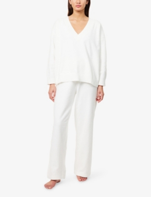 EBERJEY: High-Rise Wide-Leg Bouclé Trousers