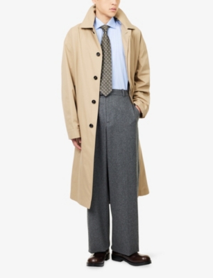 Oscar Jacobson Mens Oxford Blue Slim-fit Striped Cotton Shirt In Blue