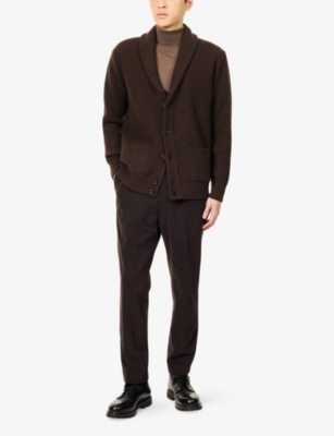Oscar Jacobson Mens  Delon Adjustable-waist Cotton Trousers In Brown