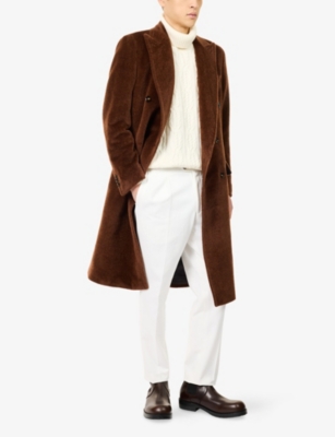 Oscar Jacobson Mens  Delon Adjustable-waist Cotton Trousers In White