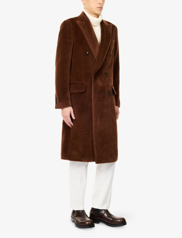 Alvaro Peak-Lapel Alpaca-Wool Blend Coat