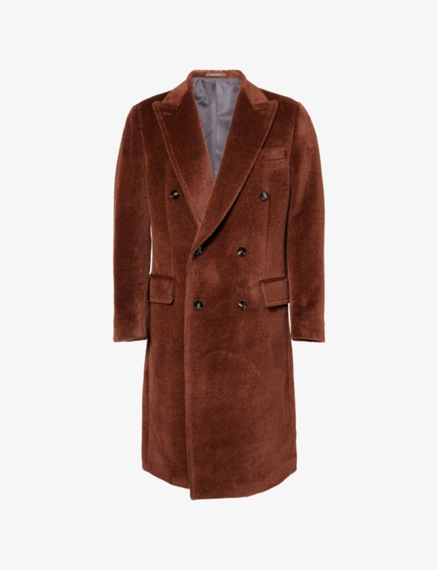 Alvaro Peak-Lapel Alpaca-Wool Blend Coat