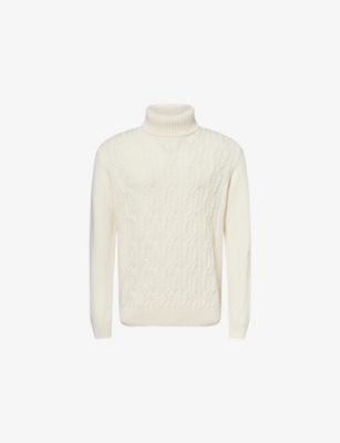 OSCAR JACOBSON: Steven Cable-Knitted Wool Blend Jumper