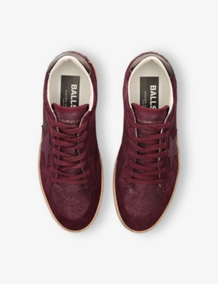 Golden Goose Womens  Ballstar 40549 Suede Trainers In Burgundy