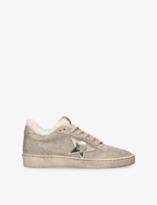 Golden Goose Womens Beige Ballstar 15100 Wool And Leather Trainers Eur 38/5 Uk In Sand