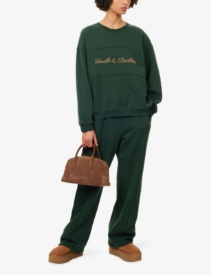 4th & Reckless Womens Green Windsor Brand-embroidery Cotton-jersey Sweatshirt In Green