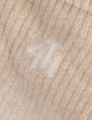 4th & Reckless Womens Chocolate Autumn Logo-embroidered Stretch-knit Crew Socks In Brown