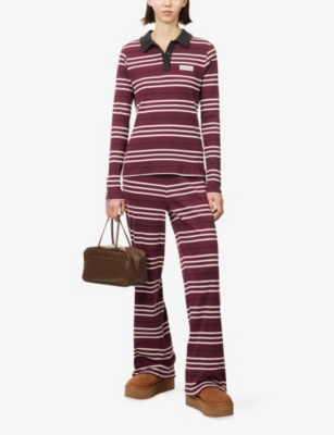 4TH & RECKLESS: Liliana Striped Ribbed Stretch-Cotton Trousers