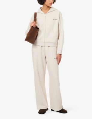 4th & Reckless Womens Oatmeal Fergie Wide-leg Cotton-jersey Jogging Bottoms In Brown