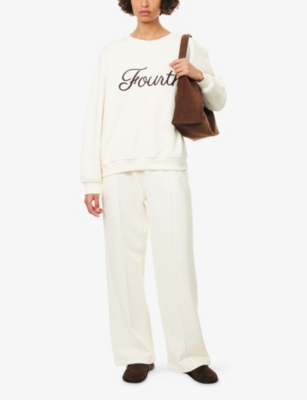 4th & Reckless Womens Cream Amba Relaxed-fit Cotton-jersey Sweatshirt Xs In White