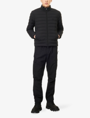 EMPORIO ARMANI: Badge-Embroidered Funnel-Neck Shell-Down Jacket