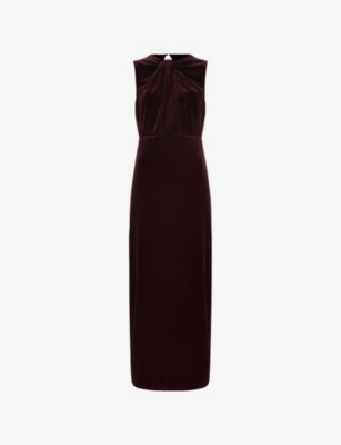 PHASE EIGHT: Ava Twist-Front Stretch-Velvet Maxi Dress