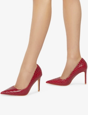 Dune Womens Assured Leather Heeled Courts Eur 38/5 Uk In Red