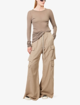 Rick Owens Drkshdw Womens Dirty Pearl Double Cargo Belas Brushed Cotton Trousers In Brown