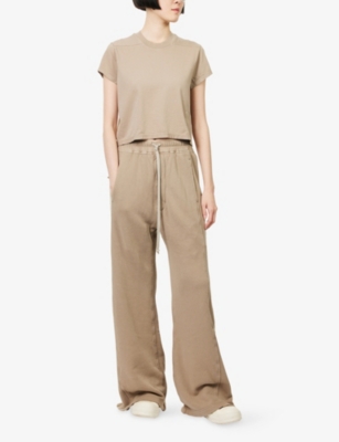 Rick Owens Drkshdw Womens Dirty Pearl Cropped Small Level Cotton T-shirt In Nude