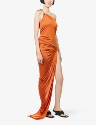 Rick Owens Lillies Womens Orange Hydra Hardware Jersey Maxi Skirt In Orange