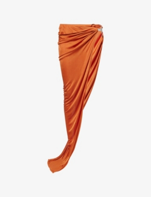 Rick Owens Lillies Womens Orange Hydra Hardware Jersey Maxi Skirt In Orange