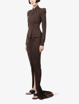 Rick Owens Lillies Womens Black Poppy Jersey Maxi Skirt In Brown