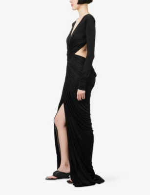 Rick Owens Lillies Womens Black Poppy Long-sleeve Jersey Gown In Black