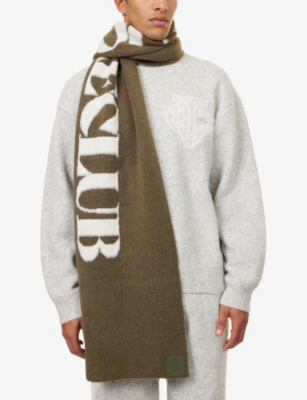 THE COUTURE CLUB: Copyright Brand-Print Knitted Scarf
