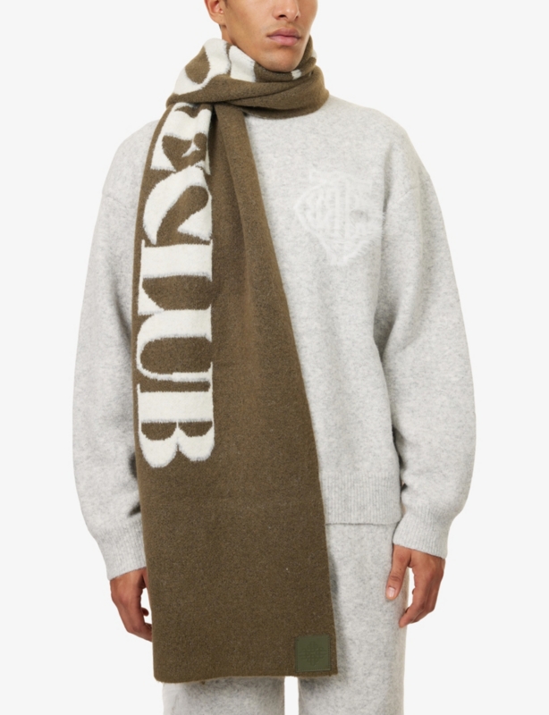 Copyright Brand-Print Knitted Scarf