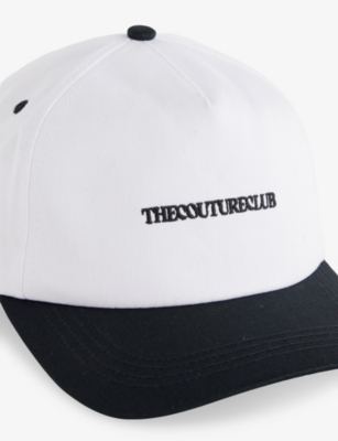 The Couture Club Mens Black Copyright Embroidered Cotton Cap In White