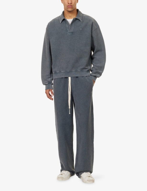 Ribbed Wide-Leg Cotton-Jersey Jogging Bottoms