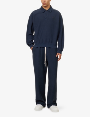 The Couture Club Mens  Ribbed Wide-leg Cotton-jersey Jogging Bottoms In Blue