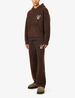 THE COUTURE CLUB: Chainstitch Embroidery Barrel-Leg Knitted Jogging Bottoms