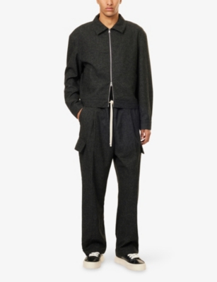 THE COUTURE CLUB: Herringbone Wide-Leg Woven Trousers