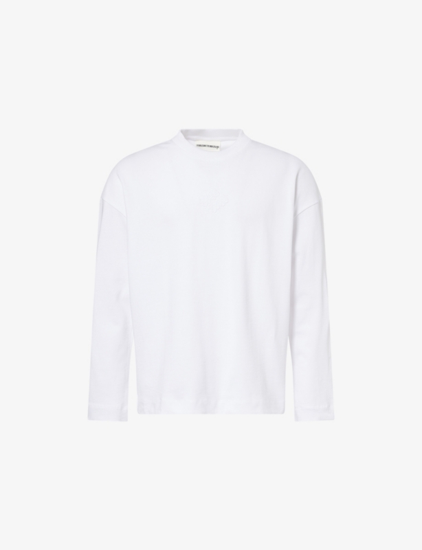 Emblem-Script Long-Sleeve Cotton Top