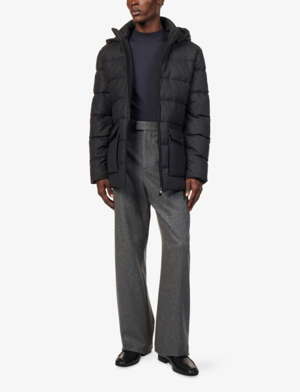 Padded Flannel Cashmere Blend Jacket