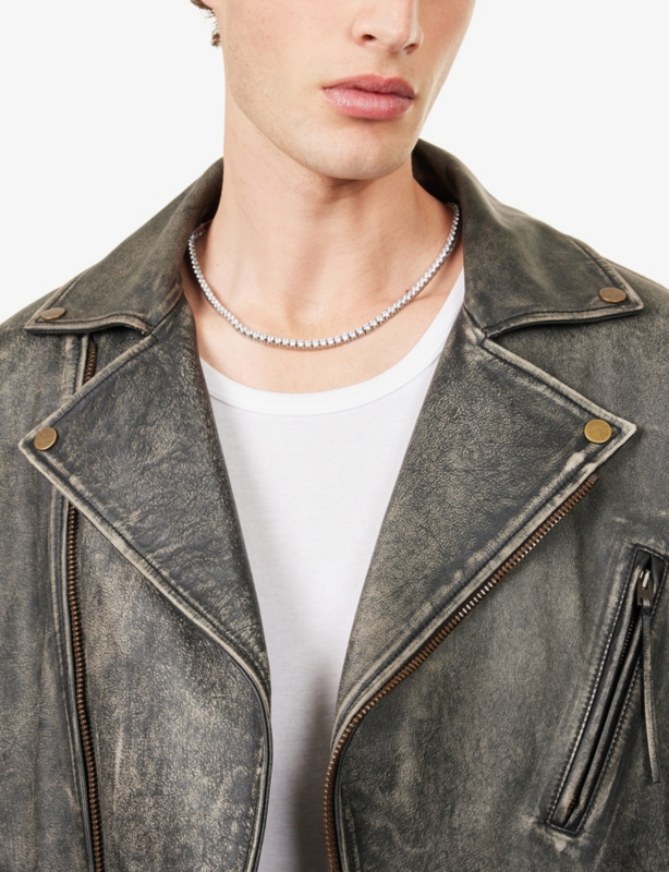 Tennis Long 18ct White Gold-Plated Stainless Steel, Brass Pavé-Stone necklace Necklace